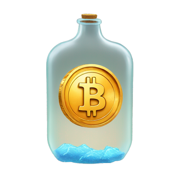 bitcoin inside of the bottle emoji