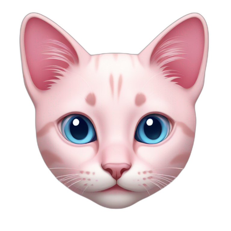 Light pink cat with blue eyes and dark pink nose emoji