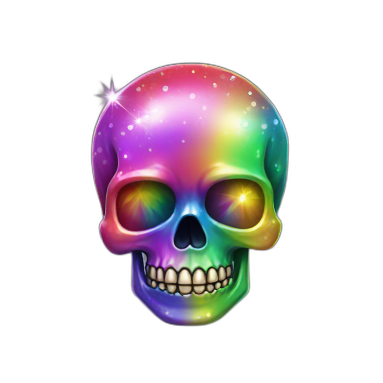 Rainbow litter sparkle skull emoji