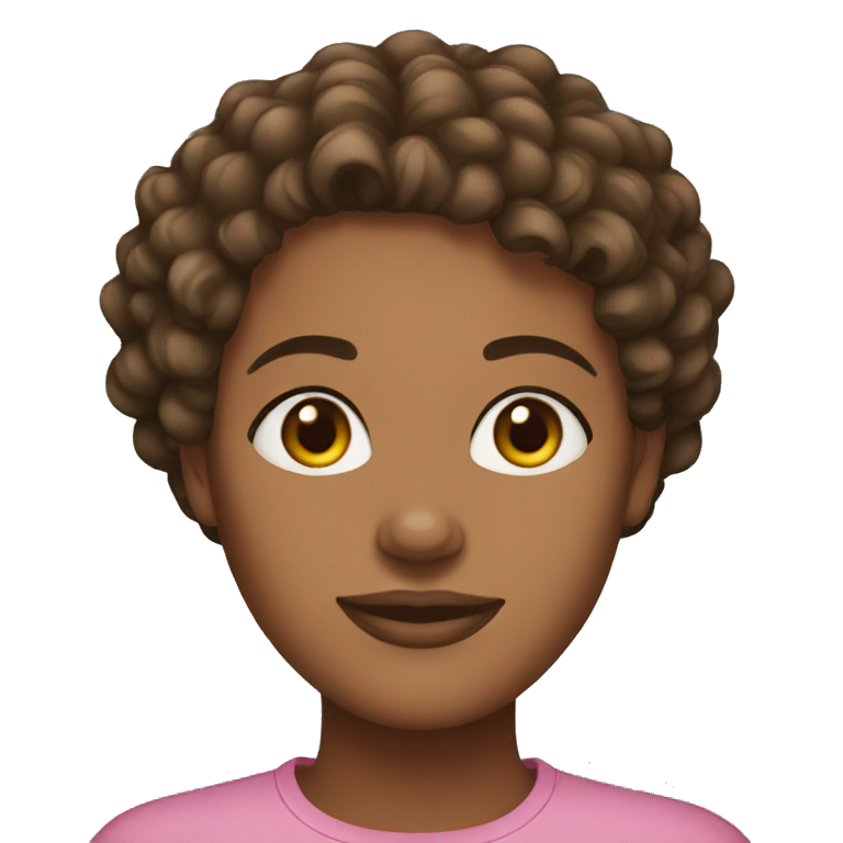 brown skin woman curly short hair emoji