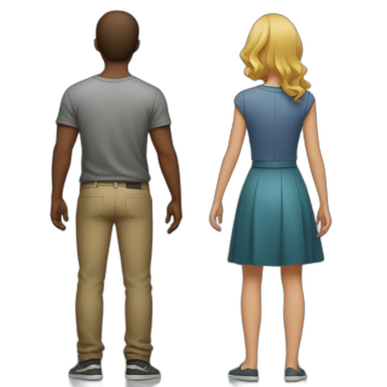 Guy and girl standing back to back  emoji