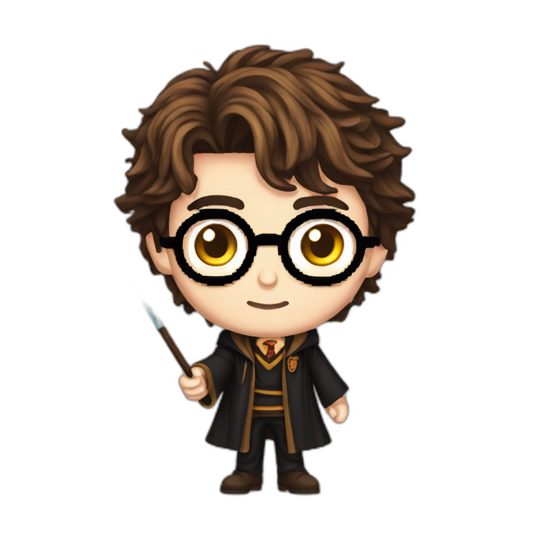Detailed Pixel Art Harry Potter with wand emoji