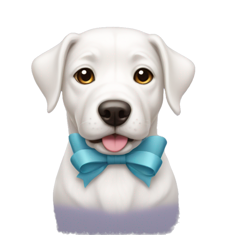 White Doggo argentino with bow emoji