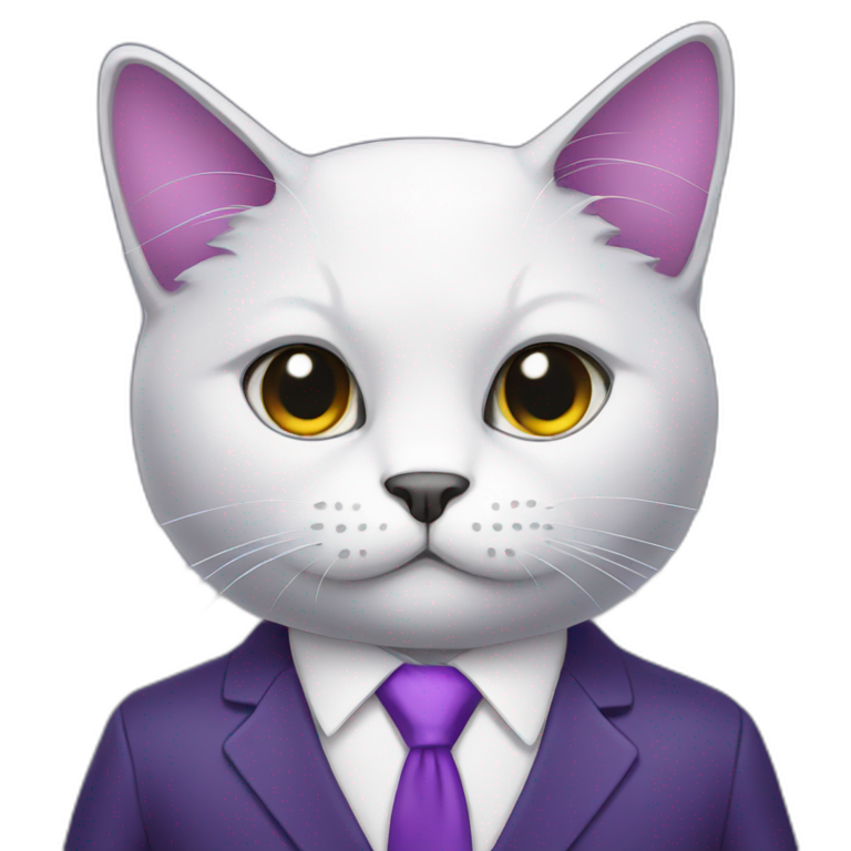 Purple cat in a suit emoji