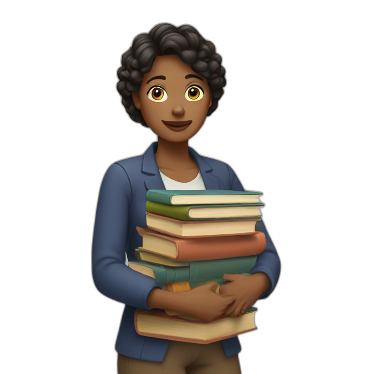 A woman with a pile of books in her arms emoji