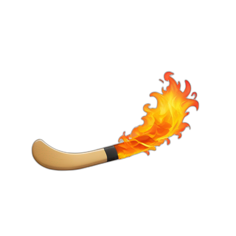 hockey stick on fire emoji