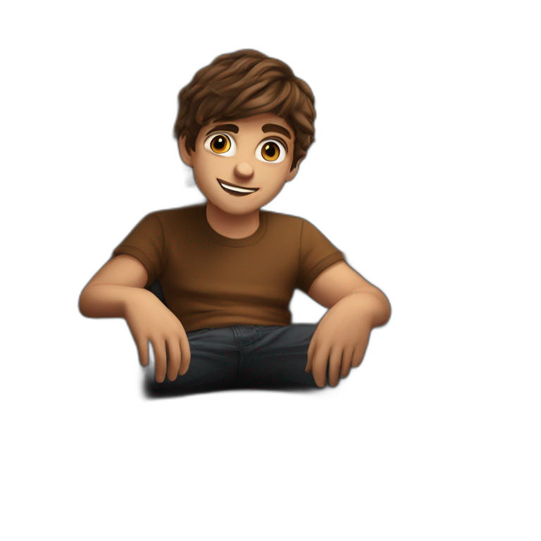 happy brown-haired boy smiling emoji