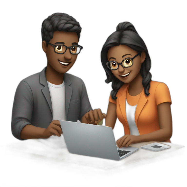 two people working on laptops together emoji