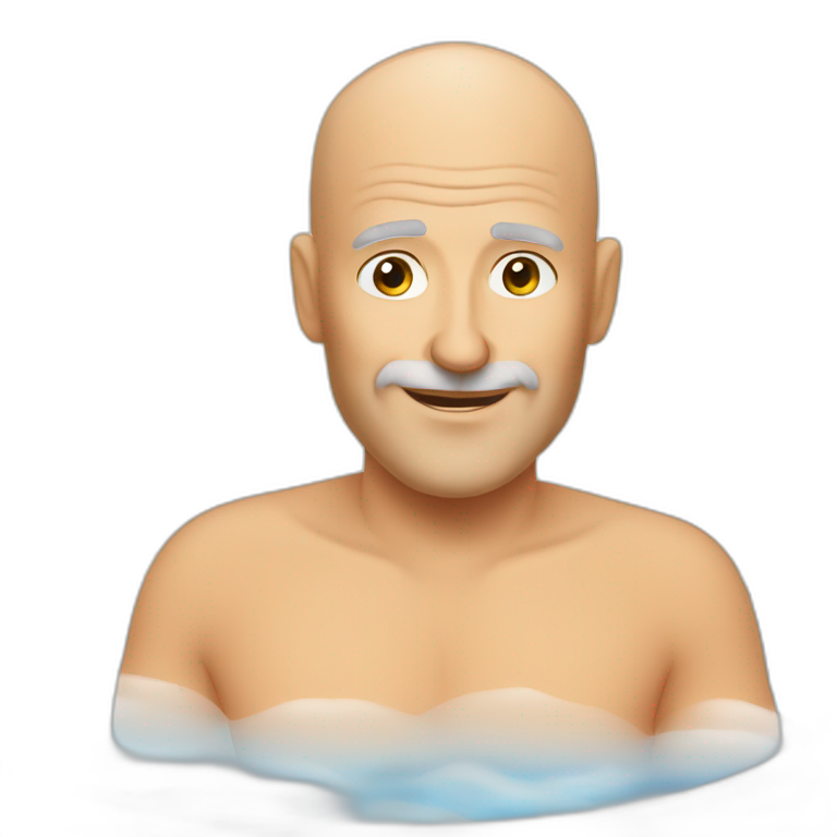 European bald IT guy in his sixties in his jacuzzi emoji