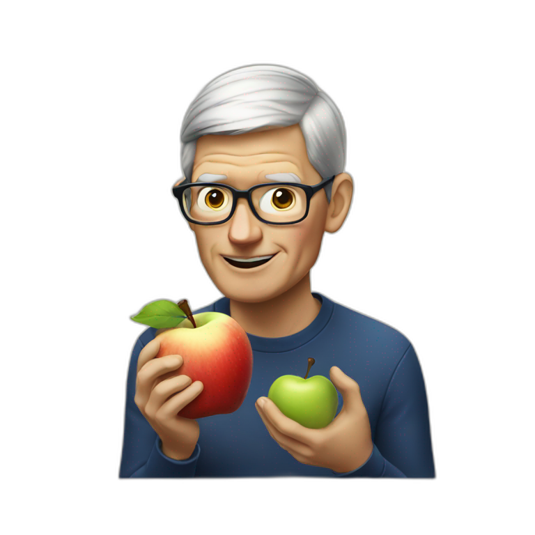 Tim Cook eating apple emoji
