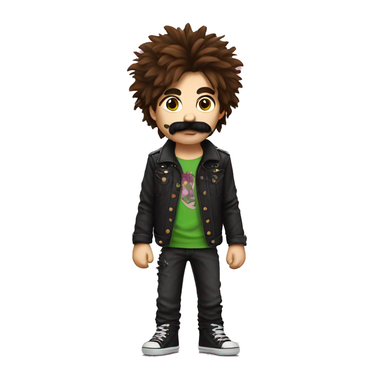 punk boy with shaggy hair and moustache emoji