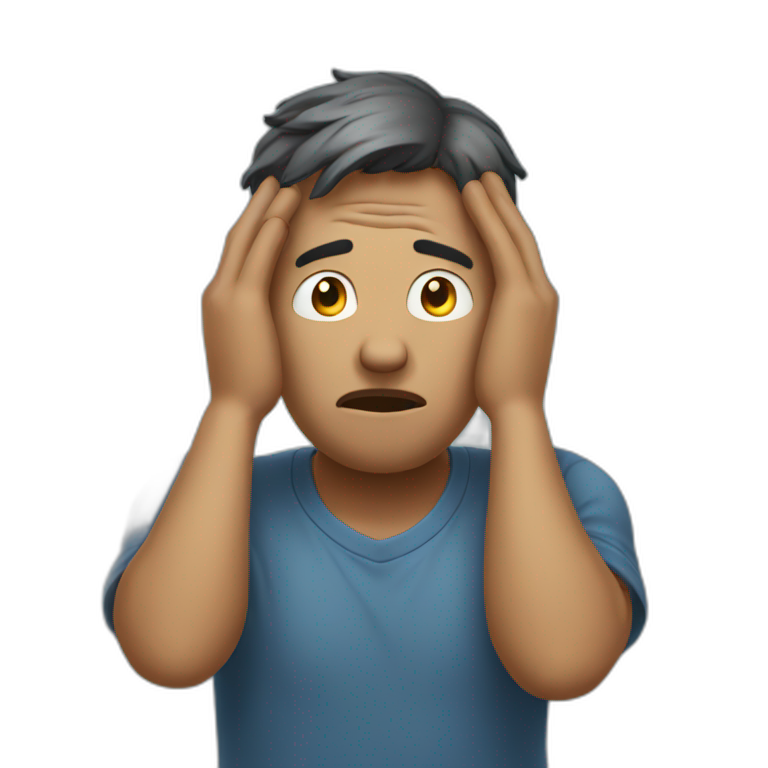 Worried man with hands on his head emoji