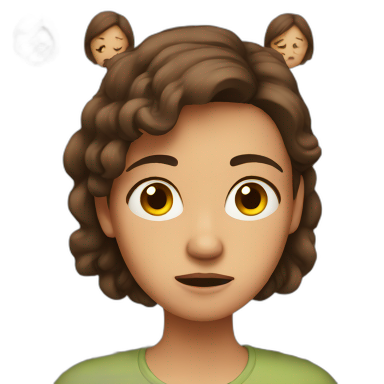 worried, brown hair women emoji