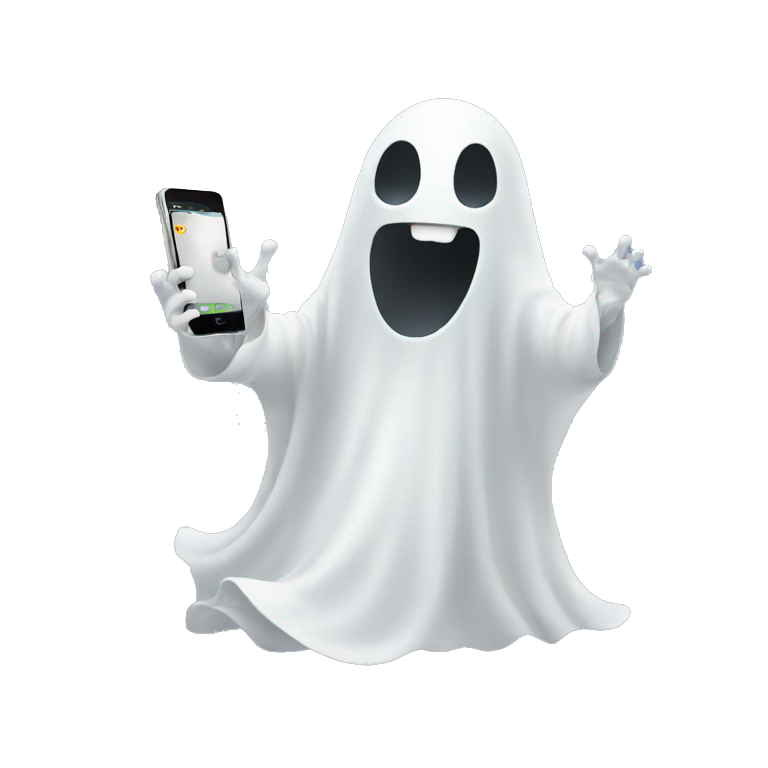 ghost using phone emoji