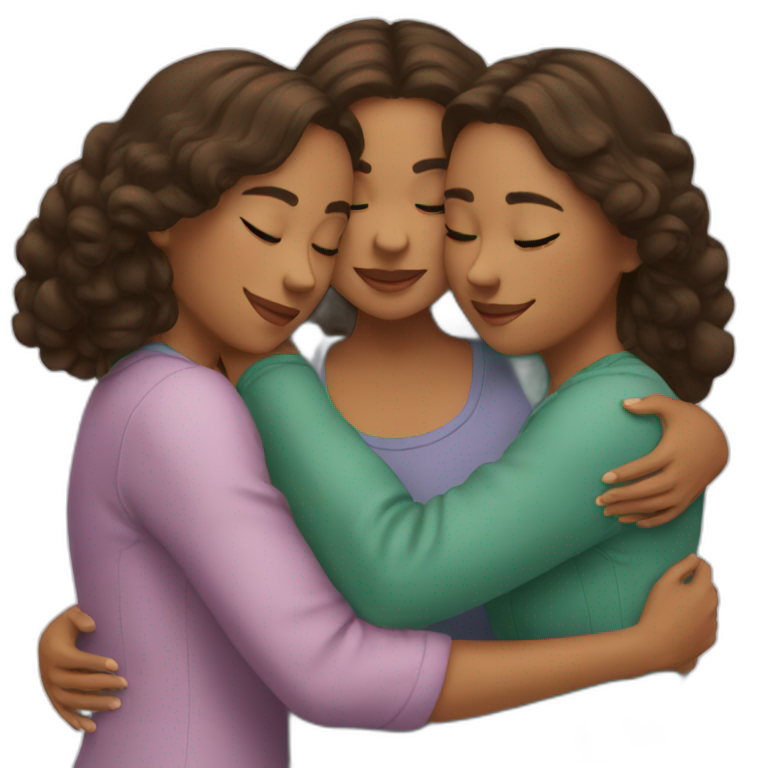 3 sisters hugging emoji