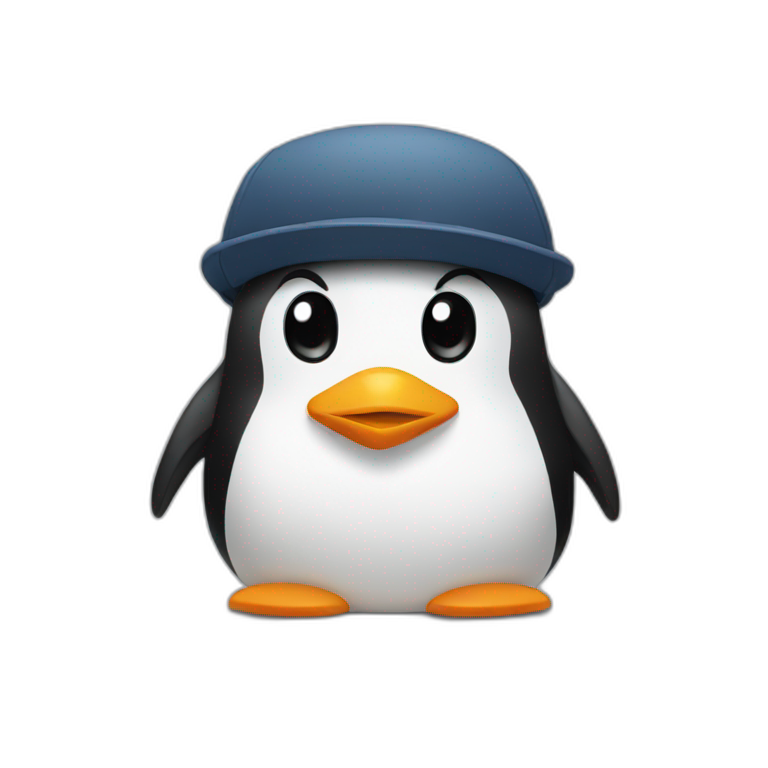 penguin emoji with a flat cap emoji