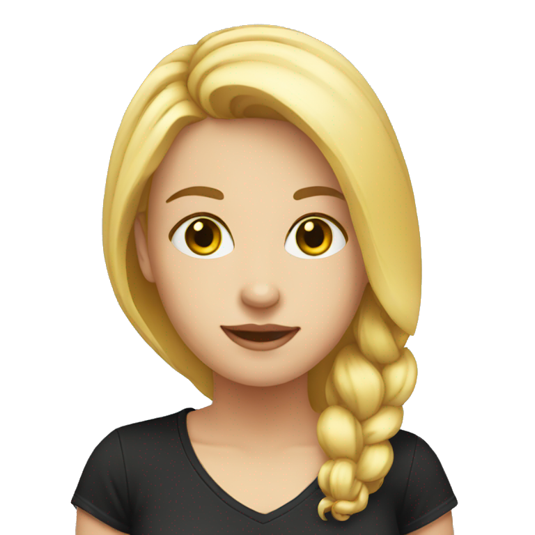 young white female, black tshirt emoji
