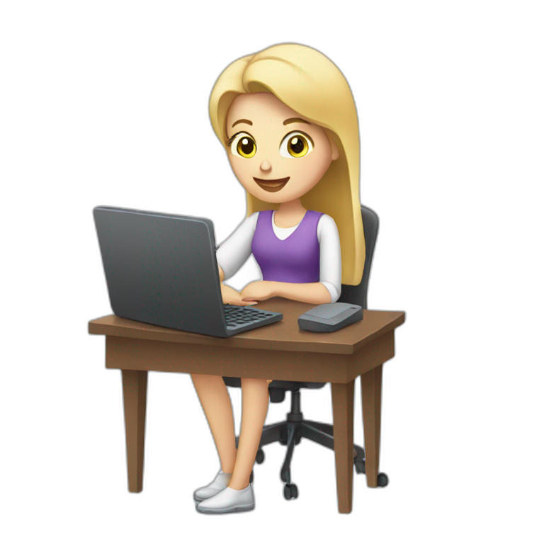 White woman with computer and iphone emoji