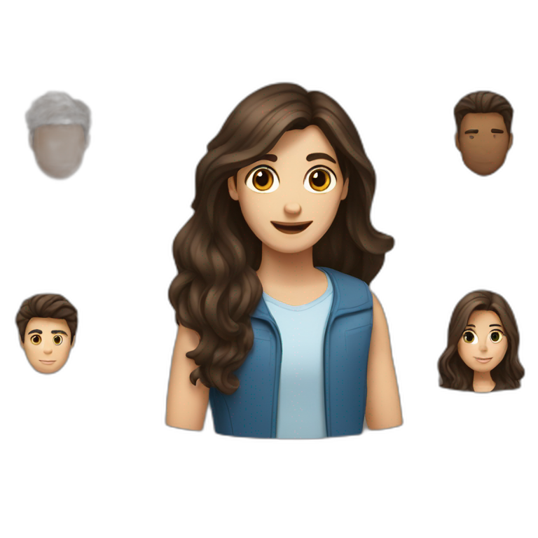 Dark brown hair man and brown long hair woman emoji