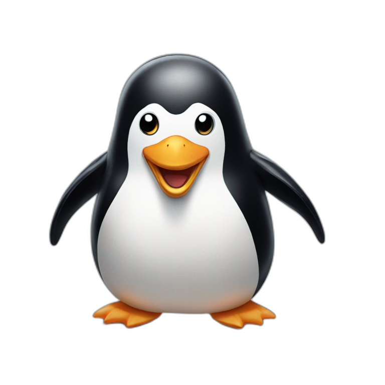 Penguin with oversized teeth emoji