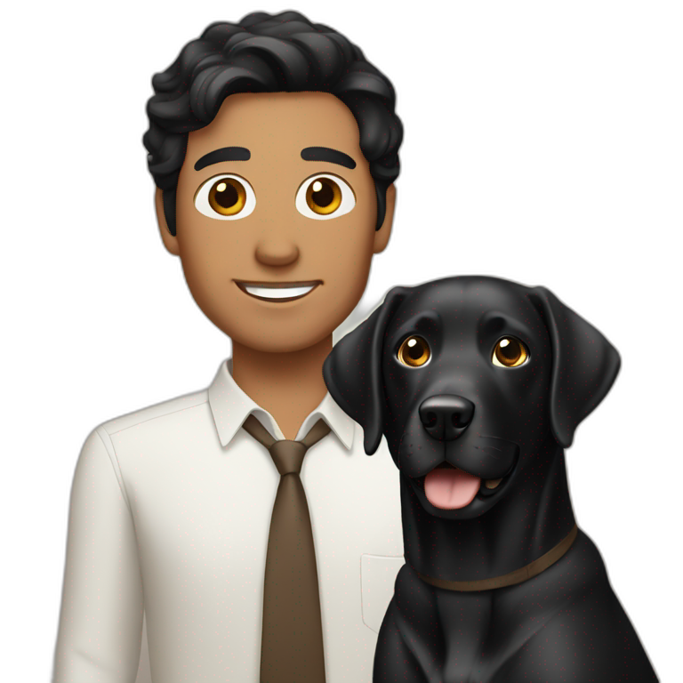 black haired man with labrador emoji
