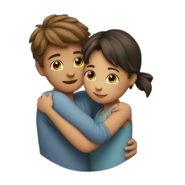 A girl and boy hugging each other emoji
