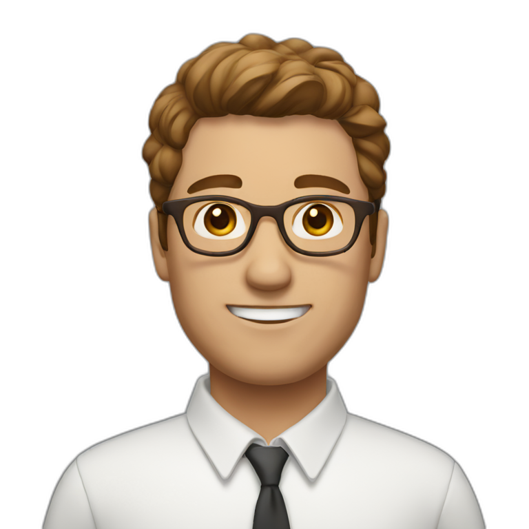 man with a brown and white barb glasses and short brown hairs emoji