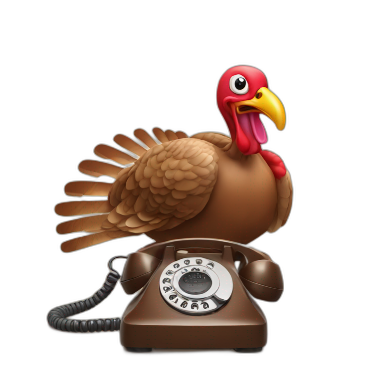 Turkey using a rotary phone emoji
