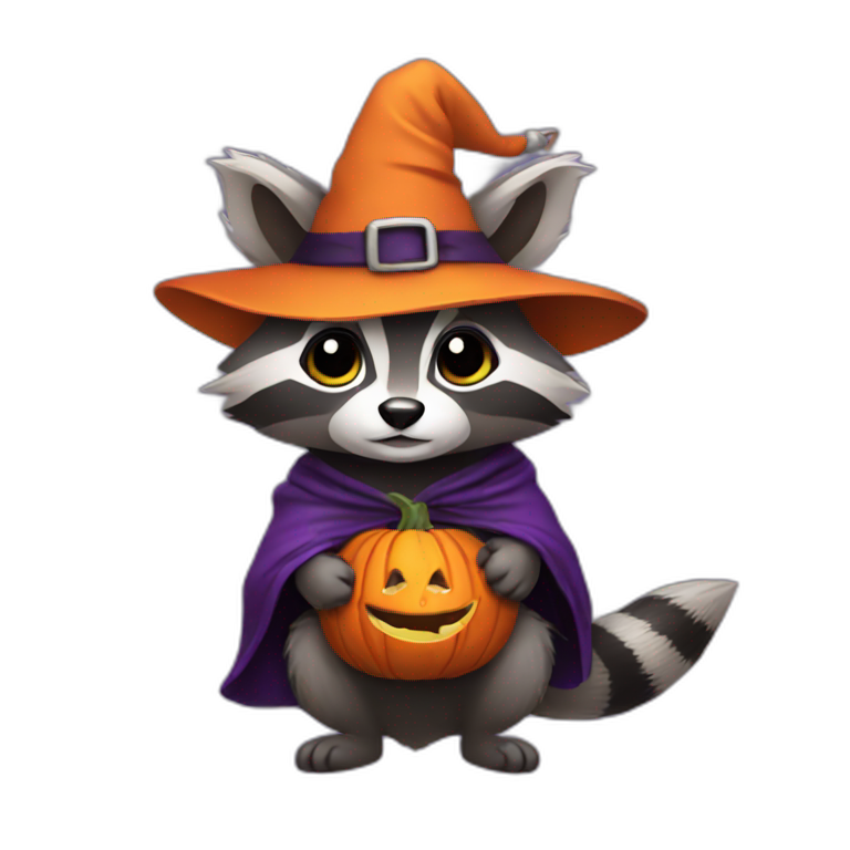 a racoon in a witch costume emoji