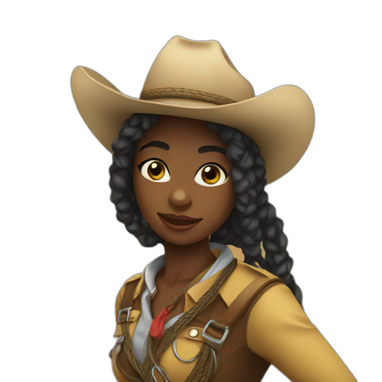 Black girl rodeo with rope emoji