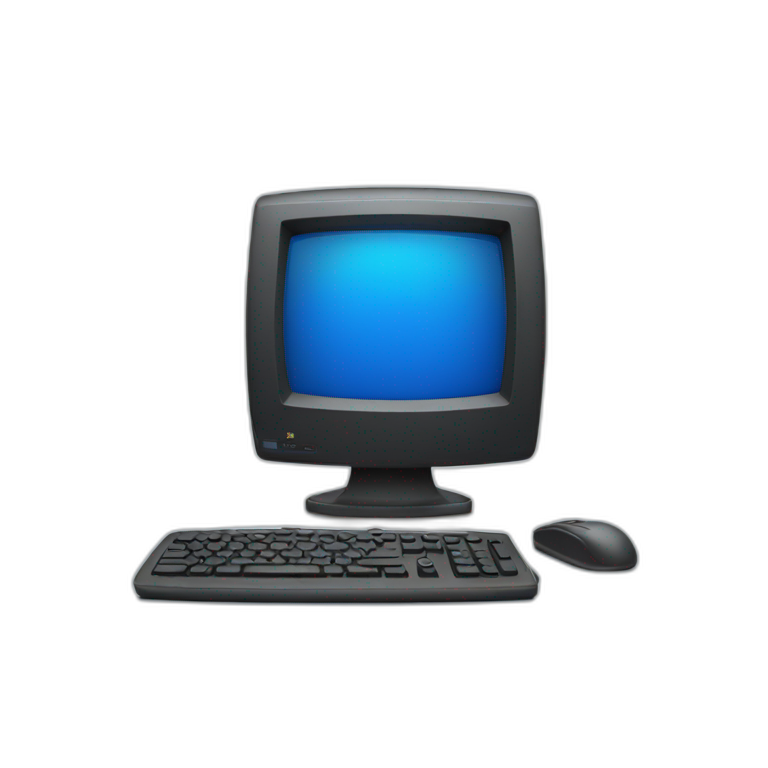 computer with blue screen emoji
