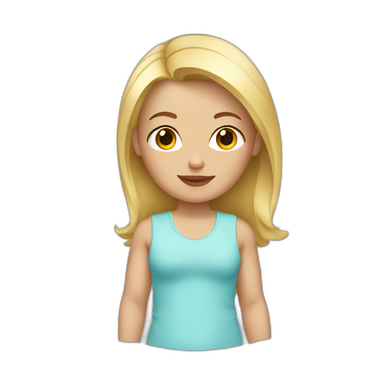 woman with blonde hair and brown eyes and baby emoji