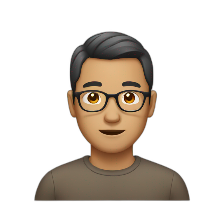 Ugly Asian man wear glasses with brown skin emoji