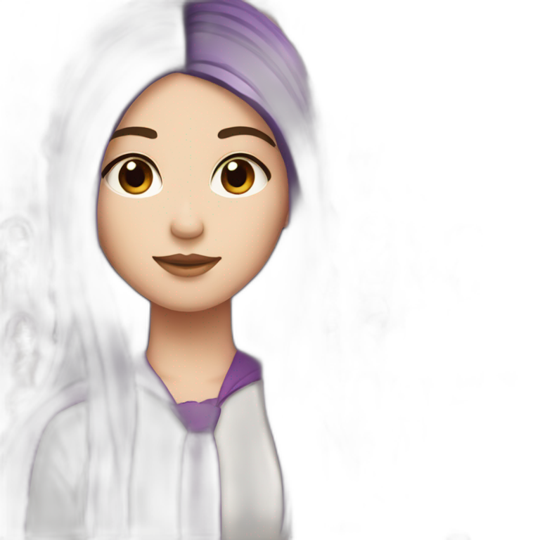 White girl with long straight black and purple hair emoji