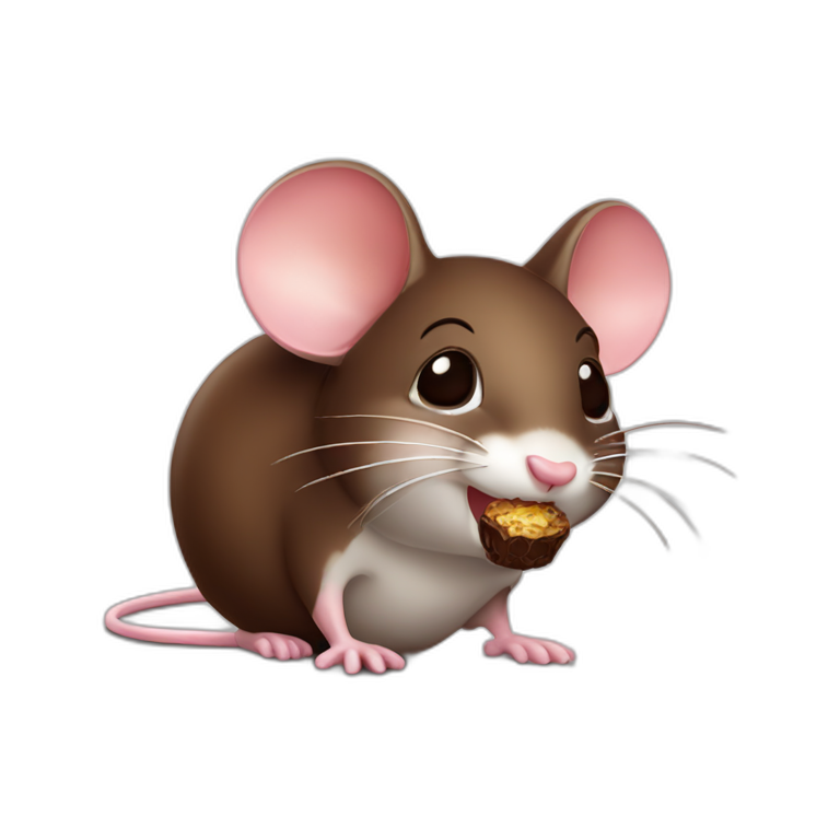 Cute mouse with chocolate emoji