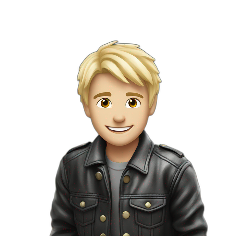 blonde boy smiling in jacket emoji