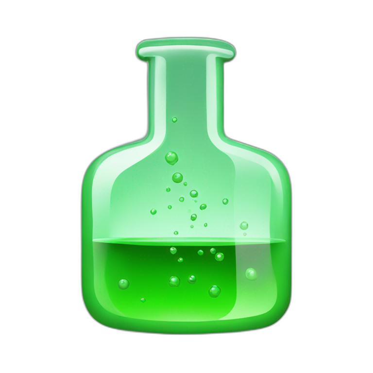 green laboratory flask, cubizm emoji