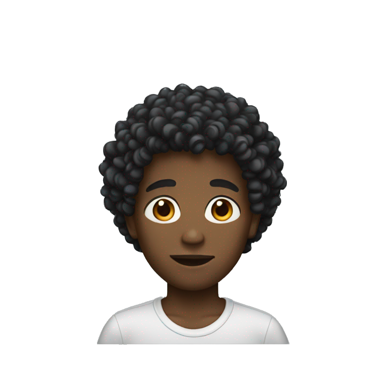 A black boy with curly hair emoji