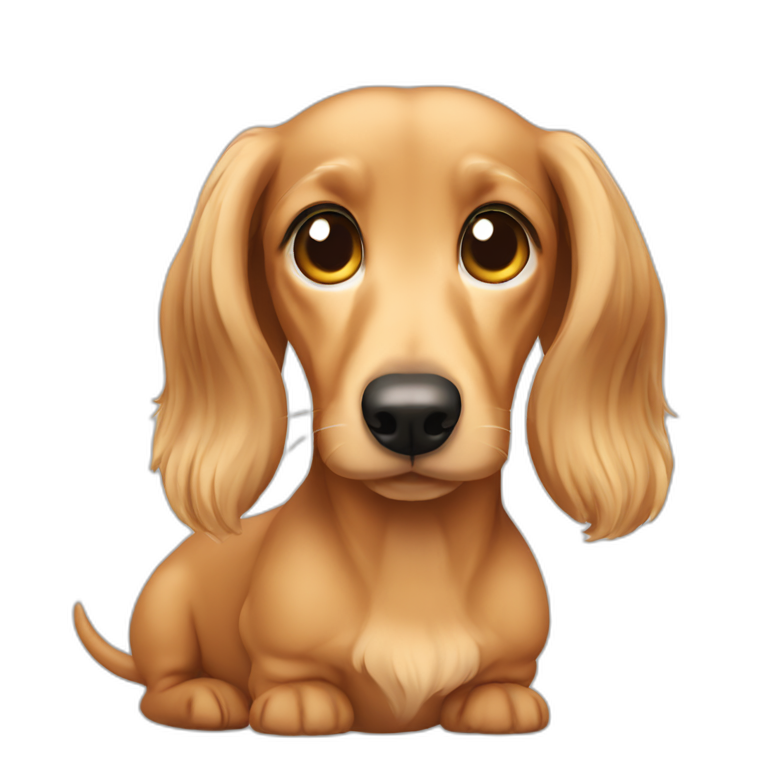 Crying longhair cream dachshund  emoji