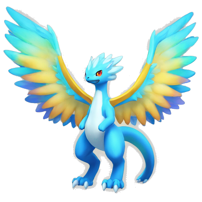 Celestial Godly Powerful Crystallic Colorful Vibrant Colors Flying Advanced Fakémon-Legendary-Pokémon-Creature Full Body emoji