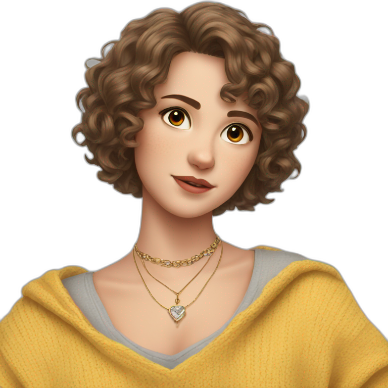 curly haired girl in sweater emoji