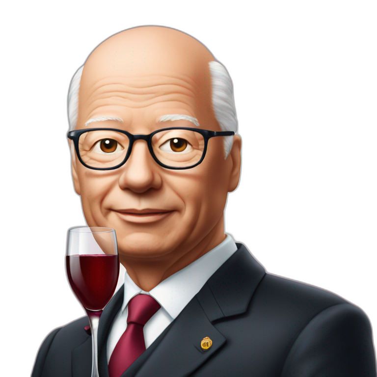 Klaus Schwab avec un verre de vin rouge emoji