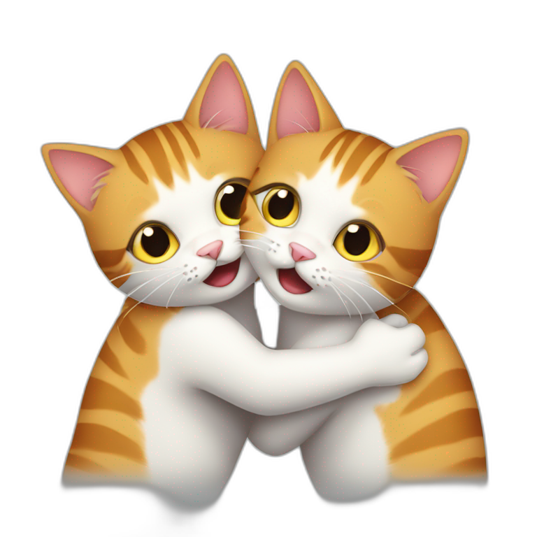 Two cats hugging emoji