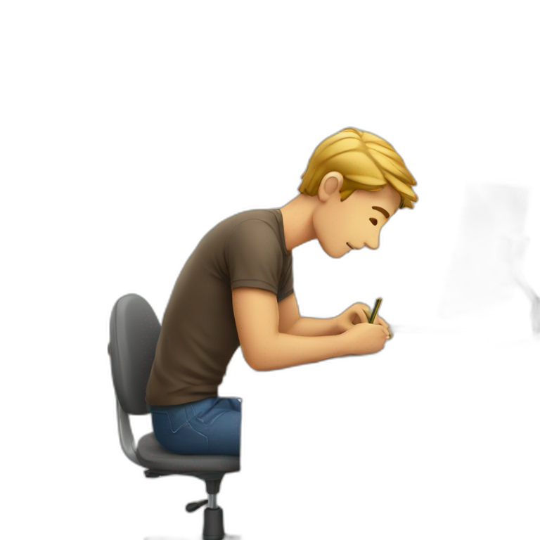 man studying in front of desk emoji
