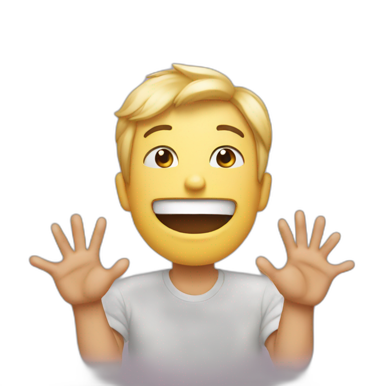 Emoji face hands up smirk emoji