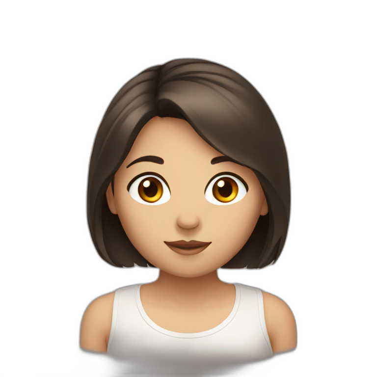 a girl with dark brown hair and brown eyes emoji