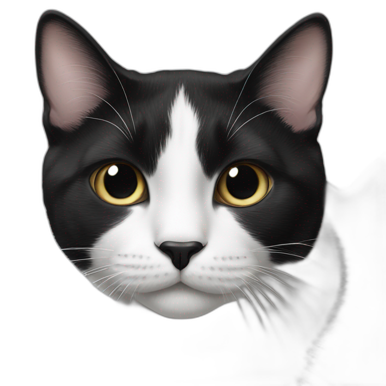 Black and white cat with black nose emoji