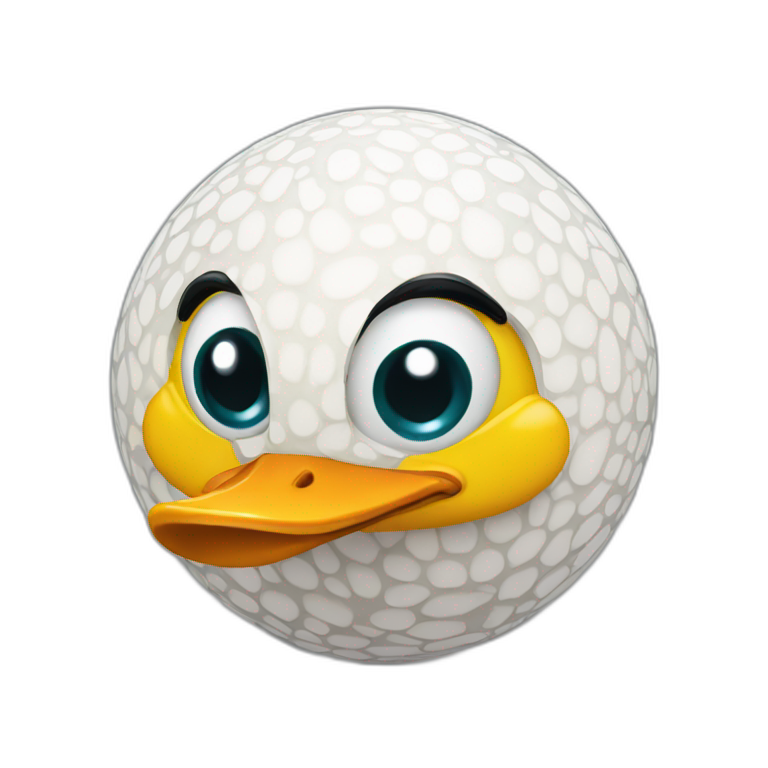 3d sphere with a cartoon duck skin texture with big childish eyes emoji