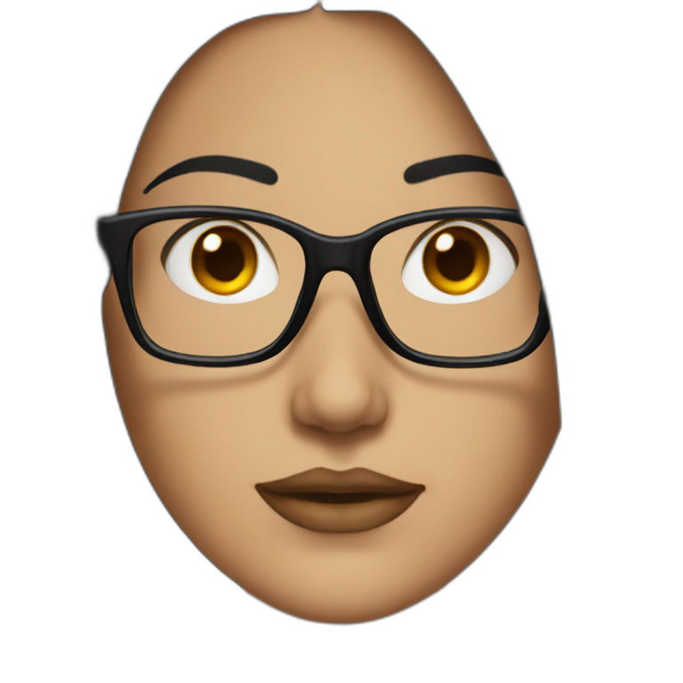 woman with straight black hair and glasses - mewing emoji