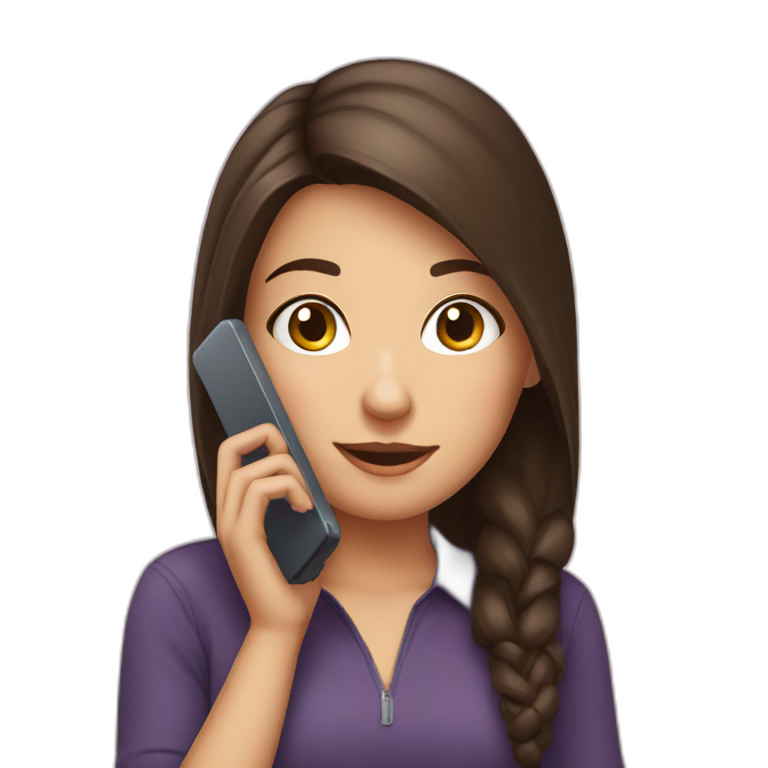 brunette girl with a phone, girl with a computer emoji